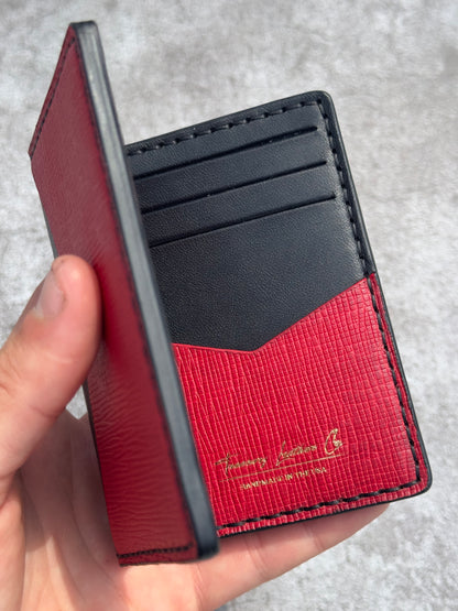 Pocket Organizer 9 Pocket Bifold Wallet | Black Red Double Cross Epi | RFID Protected