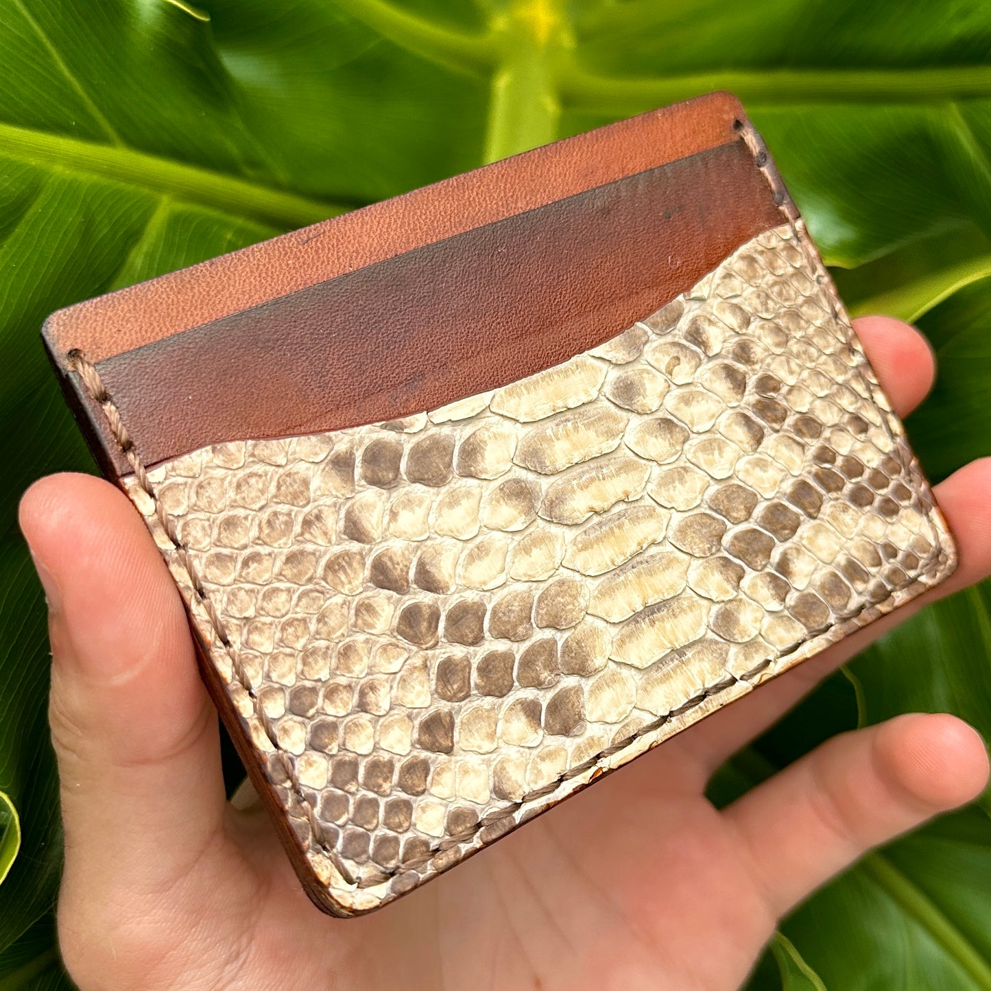 5 Pocket Wallet Python Snake Skin Wallet | RFID |Card & Cash Holder | Sand Brown