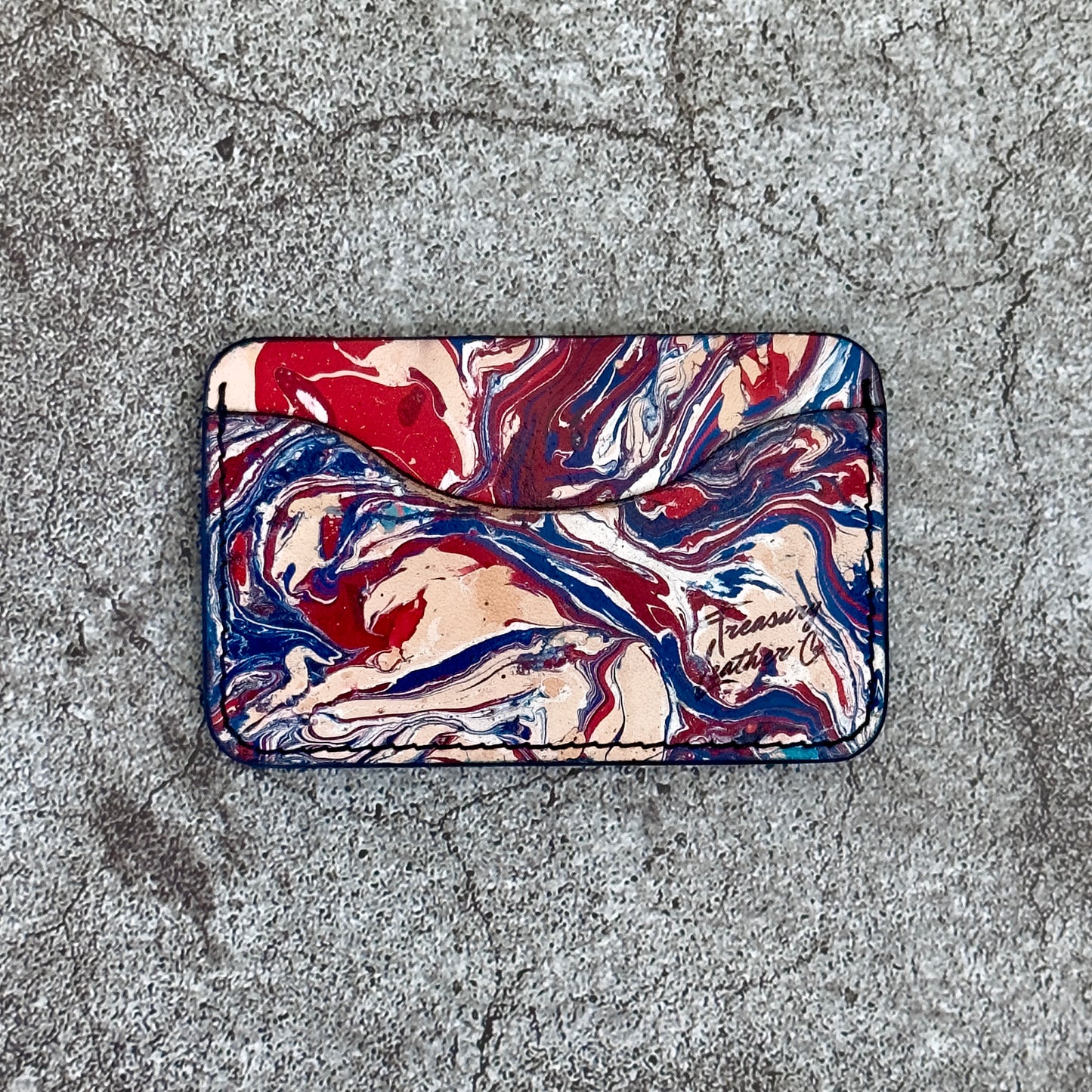 The "Minimalist" Card Holder Marble | Red White Blue |