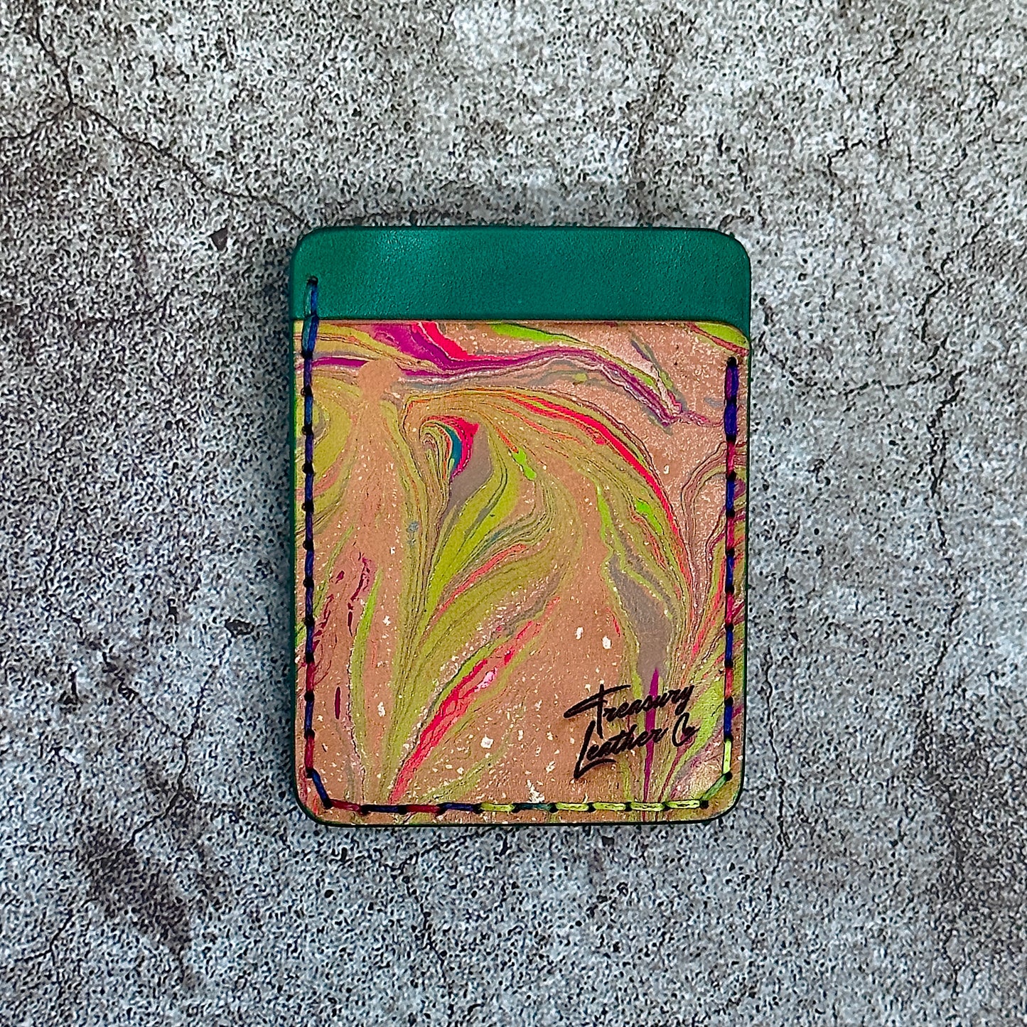 The "Clip" Card Holder & Money Clip Marble | Green |