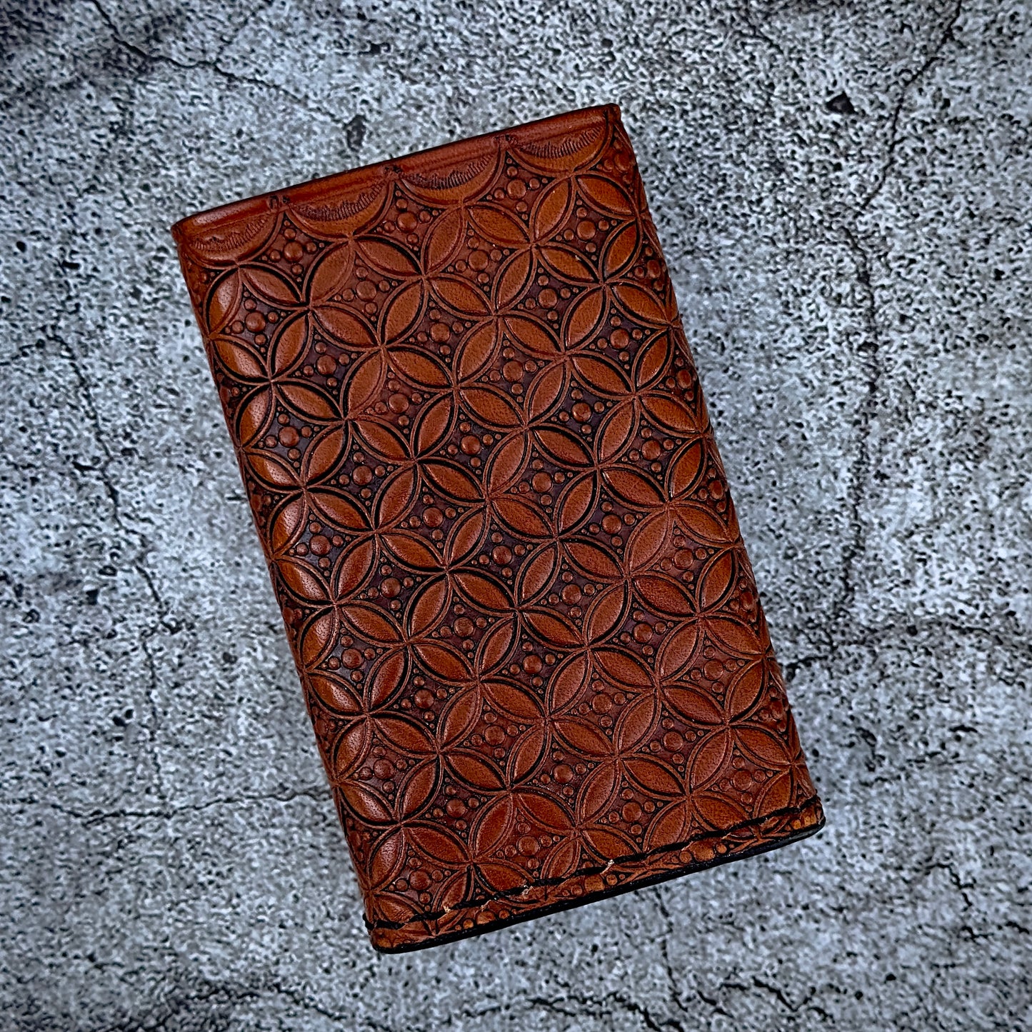 | Ready to Ship | Billet Box Rev 4 Hand Tooled Geo Diamond | Antique Brown |