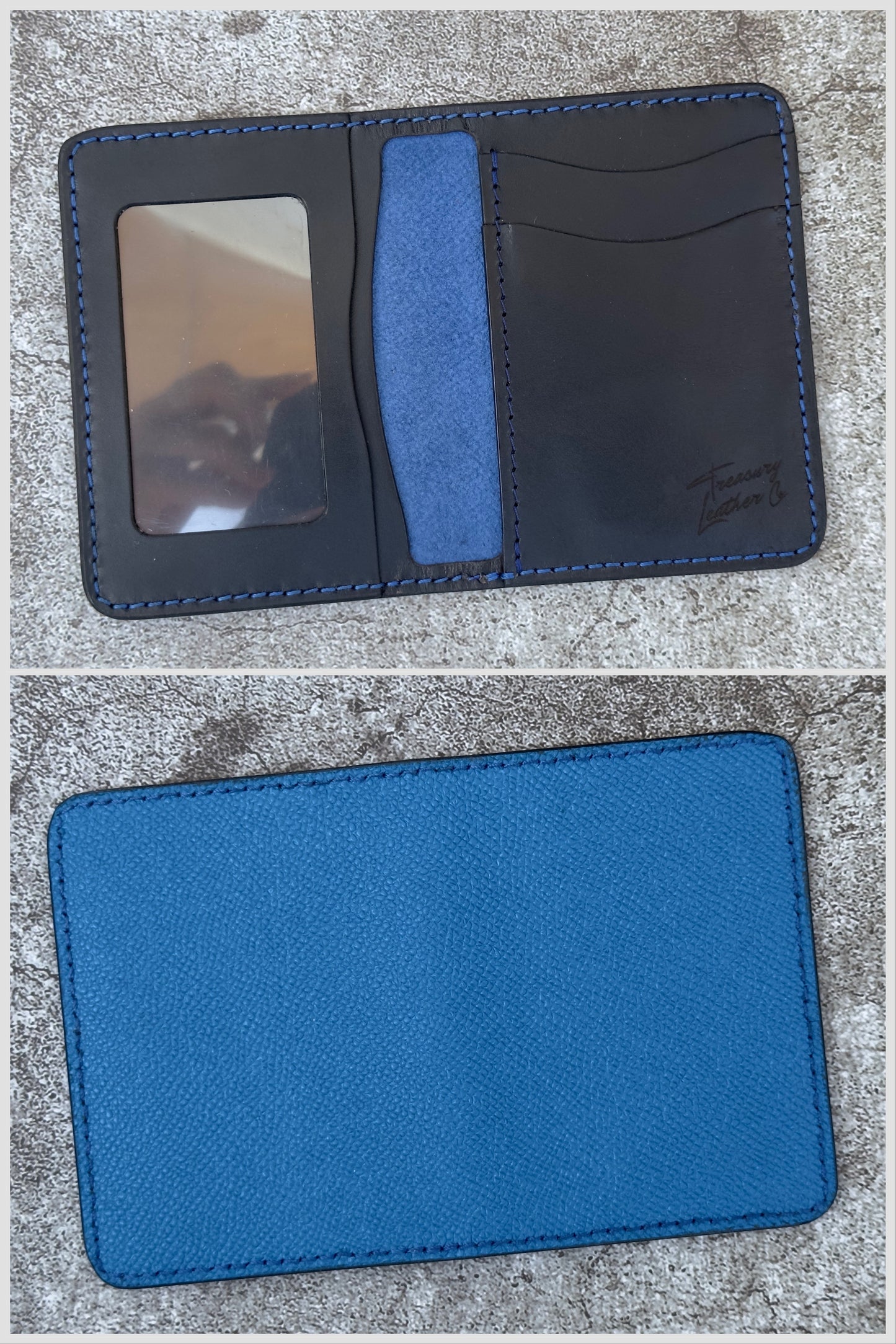 The "Classic" 5 Pocket ID Bifold  | Black Blue | Card & Cash Holder