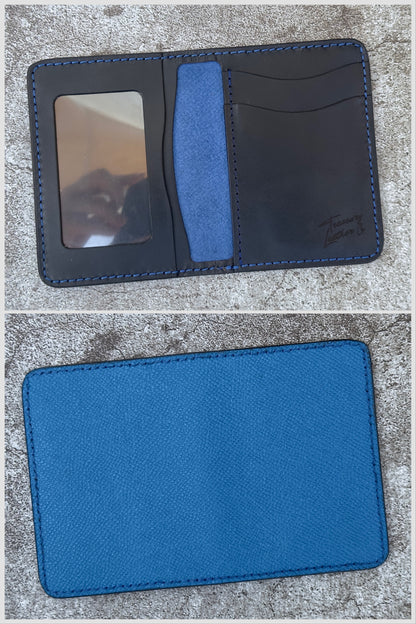 The "Classic" 5 Pocket ID Bifold  | Black Blue | Card & Cash Holder