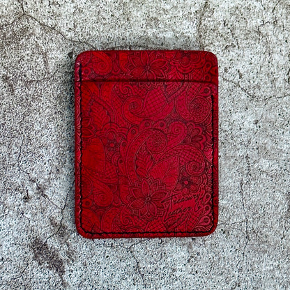 The "Clip" Card Holder & Money Clip Floral | Red |