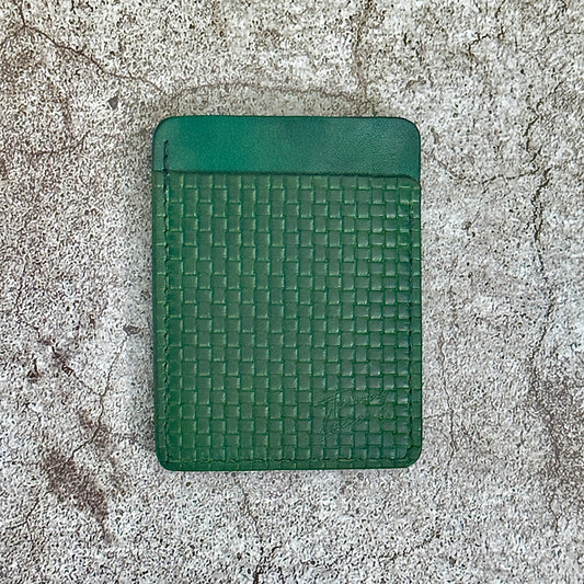 The "Clip" Card Holder & Money Clip Weave Pattern | Green |