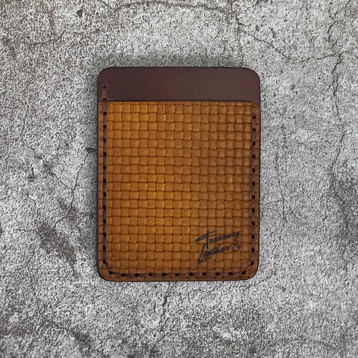 The "Clip" Card Holder & Money Clip Weave Pattern | Tan Brown |