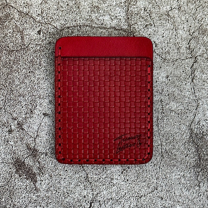 The "Clip" Card Holder & Money Clip Weave Pattern | Red |