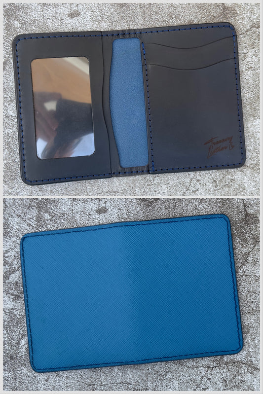 The "Classic" 5 Pocket ID Bifold  | Black Blue | Card & Cash Holder