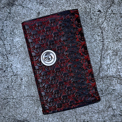 | Ready to Ship | Billet Box Rev 4 Hand Tooled Geo Skull | Black on Red |