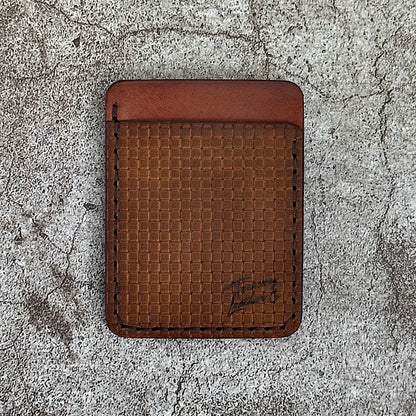The "Clip" Card Holder & Money Clip Weave Pattern | Rust Brown |