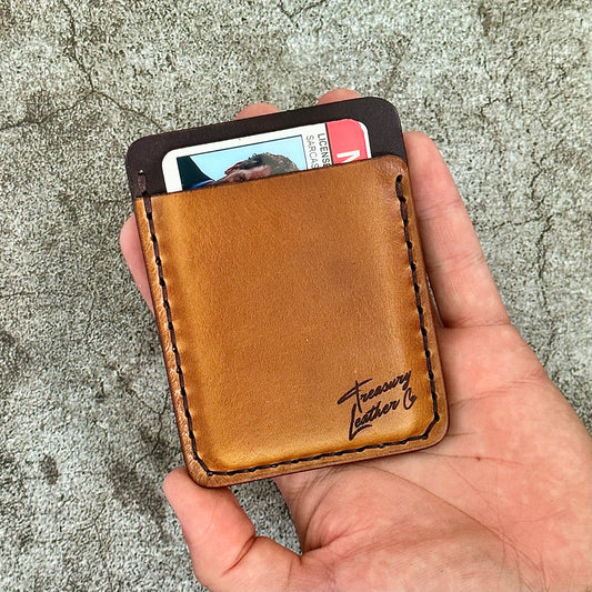 The "Clip" Card Holder & Money Clip Horween CXL Bridle | Tan Dark Brown |