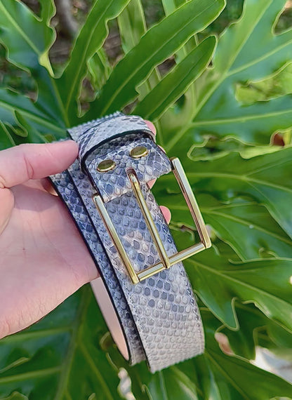 Natural Python Leather Belt 1.5" (Brass)