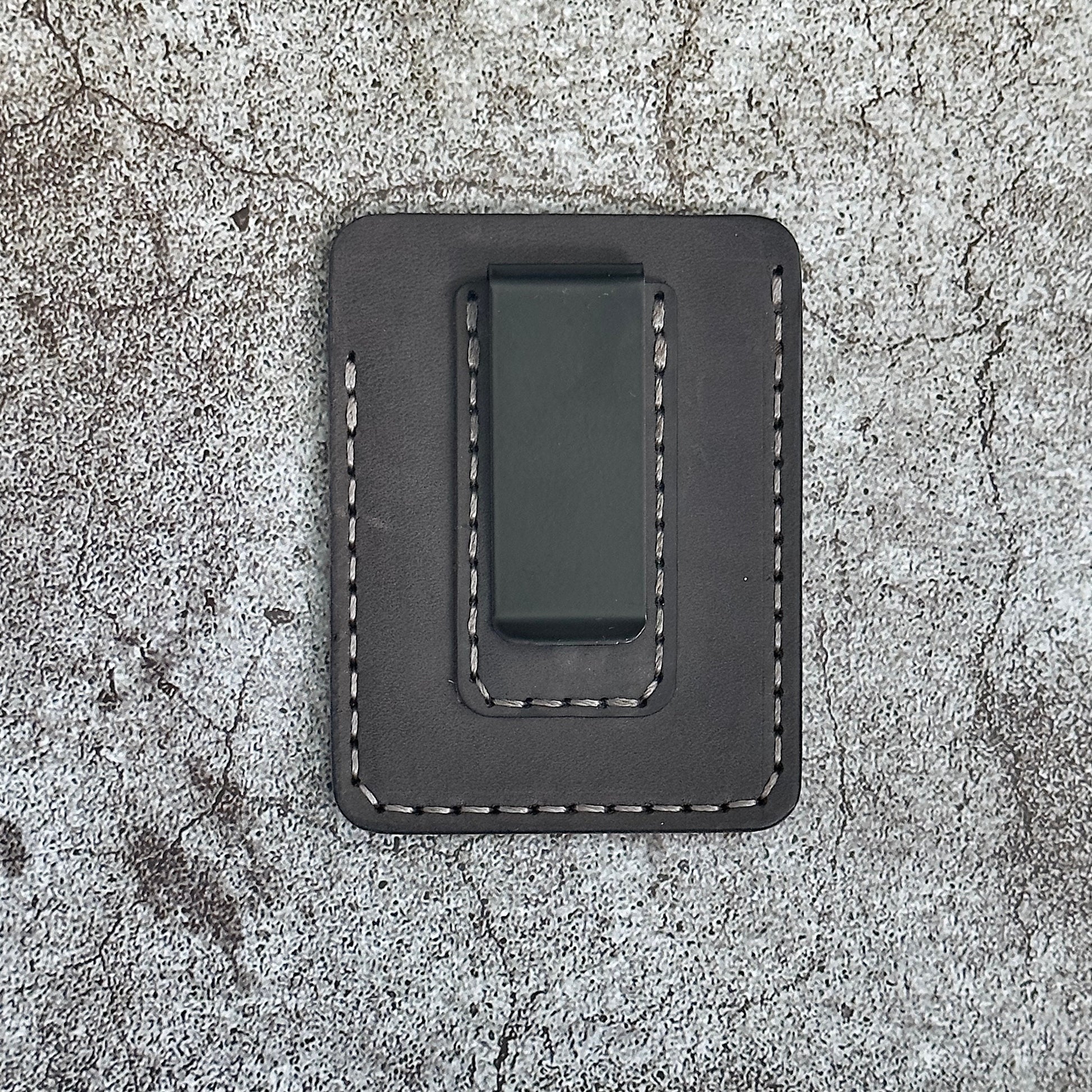 Handmade Card Holder & Money Clip in Horween Veg Tan leather | Grey | Handmade Wallet Minimalist