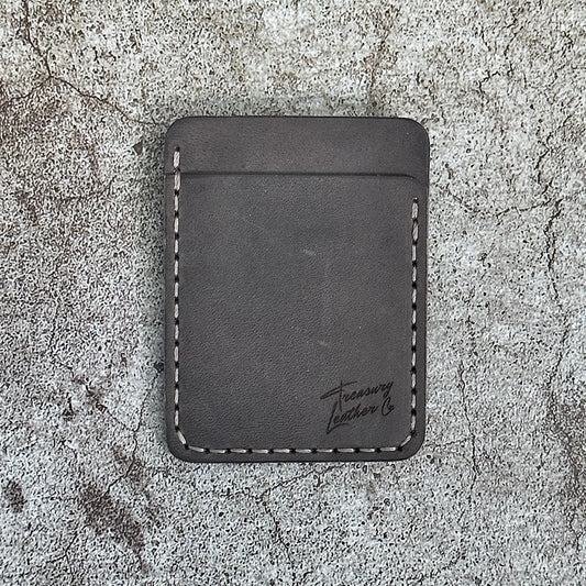 Handmade Card Holder & Money Clip in Horween Veg Tan leather | Grey | Handmade Wallet Minimalist